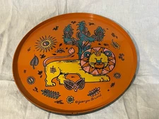 Vintage Georges  briard serving tray Orange Lions 14”