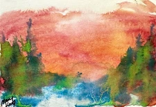 Watercolor ACEO Original Painting by Mary King - Enchanted Forest