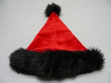 Red with Black Trim - Santa Style Cap Hat Fits Women, Youth, or Men's S/M Sizes