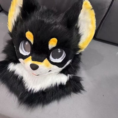 Fursuit Long haired Dog Fox Mascot Party Halloween Fur Cosplay(head)
