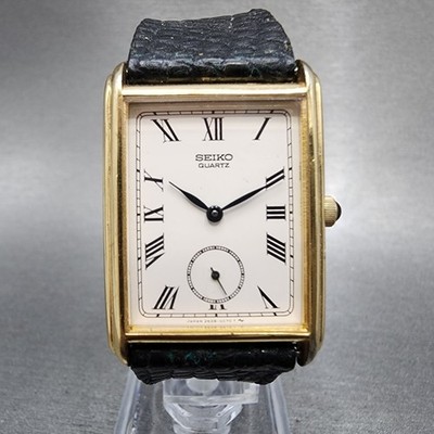 SEIKO tank 2628 レクタンギュラー 稼働品 Seiko Tank Watch Men 24mm White Dial Gold Tone Rectangle 2628-5019