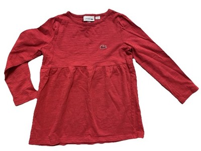 Lacoste Alligator Red Long Sleeve Shirt Girls T-Shirt  Size 6