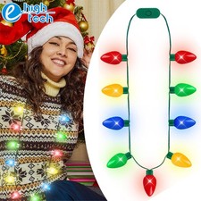 LED Christmas Light Up Necklace with 3 Lighting Modes Xmas Holiday Party Gifts