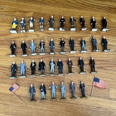 VTG 1960s JAJACO Presidents of the U.S.A. Miniature Figurine complete set + flag