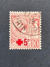 Monaco 1914 Red Cross 10+5c Stamped Prince Albert I