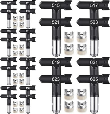 Threan 24 Pack Reversible Spray Tips Black Airless Sprayer 109-625, black 