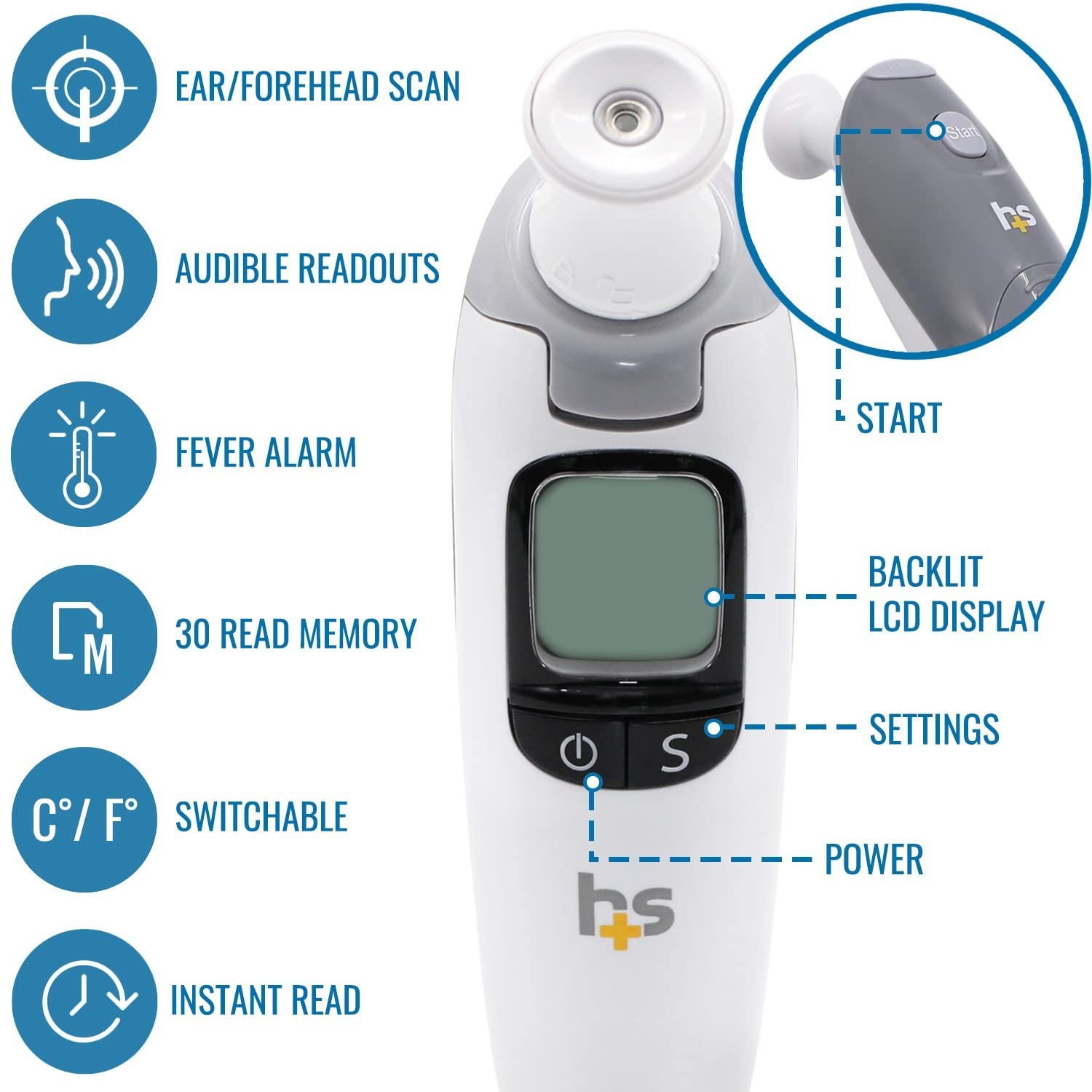 HealthSmart Talking Infrared Ear & Forehead Thermometer, No Probe Covers Need...