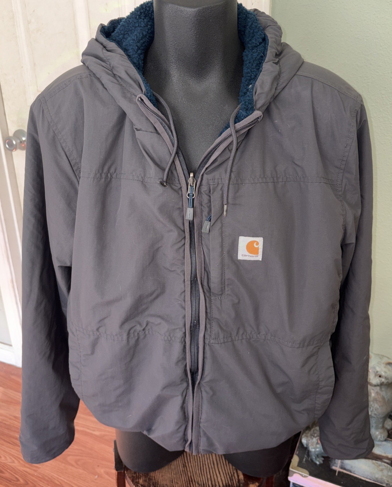 Men&rsquo;s CARHARTT Gray Reversible Hoodie Jacket, Size Medium
