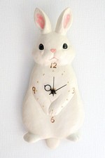 Reloj de Pared Péndulo Japonés Hecho a Mano Blanco Conejo Cerámica Brillante SETO Artículos Regalo