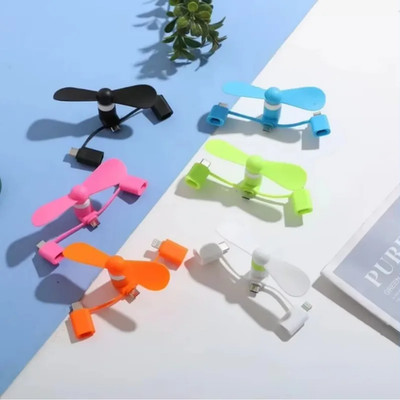 3 In 1 Portable Cell Phone USB Mini Fan For iPhone Android TypeC Mobile Model oz
