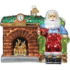 Old World Christmas Blown Glass Ornament for Christmas Tree, Santa at Hearth