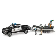 1/16 Ram 2500 Police Pickup Truck with Trailer & Boat by Bruder 02507