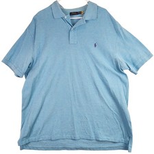 Polo Ralph Lauren Light Blue Heathered Short Sleeve Polo Shirt Men's 2XB