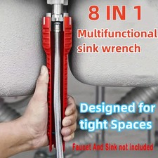 8in1 Faucet Sink Installer Multi Tool Pipe Wrench Plumbing fits Kitchen Bathroom