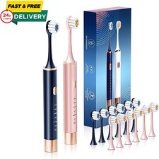 2 Pack Electric Toothbrush Sonic Toothbrush USB Rechargeable 12 Heads 6 Modes US