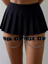 2 PCS Adjustable PU Leather Heart Garter Belt Women Gothic Elastic Thigh Garter
