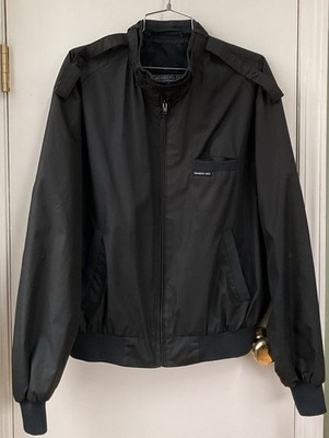 VINTAGE Members Only Mens 42 BLACK Bomber Coat 90s 80s Retro Cafe Racer Jacket