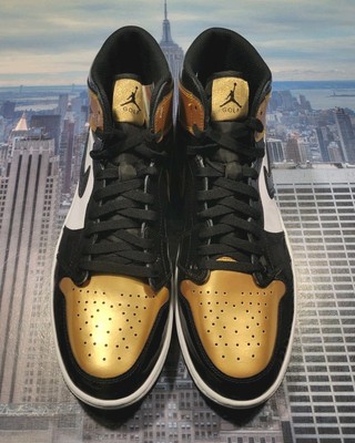 Air Jordan 1 High Golf Gold Toe Black/Metallic Gold-White Size 14
