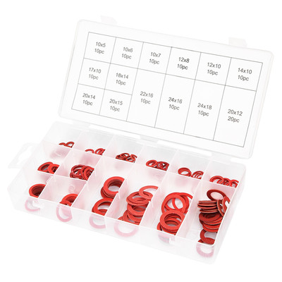#ad 150pcs 14 Sizes Red Steel Paper Fiber Flat Washers Kit Insulation Washer $14.70