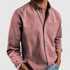Mens New Casual Shirt Long Sleeve Collared Button Down Smart Top Slim Fit UK