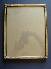 Vintage MCM Ornate Gold Tone Metal Picture Frame Faux Marble Border 8x10