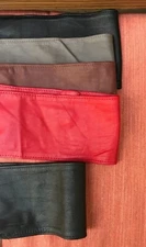 ALEXIS KIRK 80's Designer Soft Wide Colored LEATHER Straps w/Sewn in Velcro end