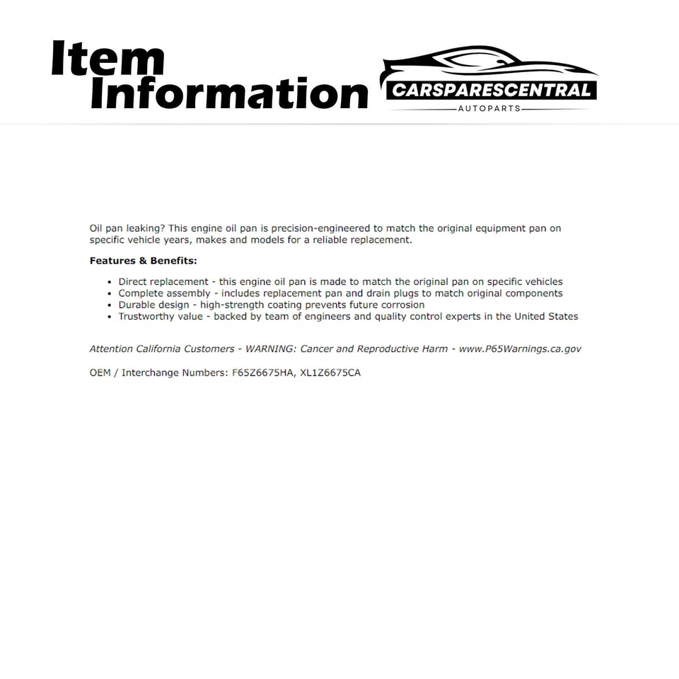 Para Lincoln Navigator 1998-2001 cárter de aceite de motor de 5,4 L Foto 3 de 4