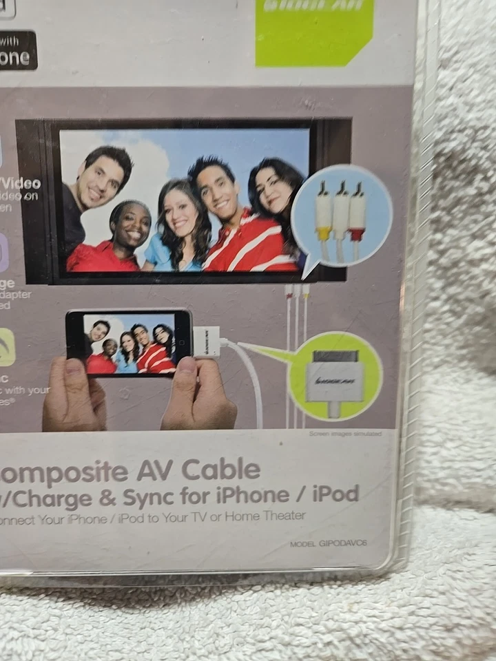 IOGEAR Composite AV Cable with Charger and Sync for iPhone & iPod NOS - Image 4 of 4
