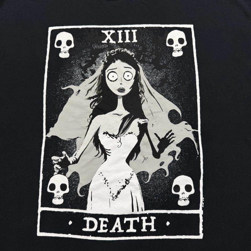 Camisa para hombre Corpse Bride talla XL negra manga corta gráfica camiseta Tim Burton Foto 3 de 4