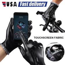 Mens Winter Warmer Leather Gloves Cycling Driving Waterproof Touch Screen Gloves