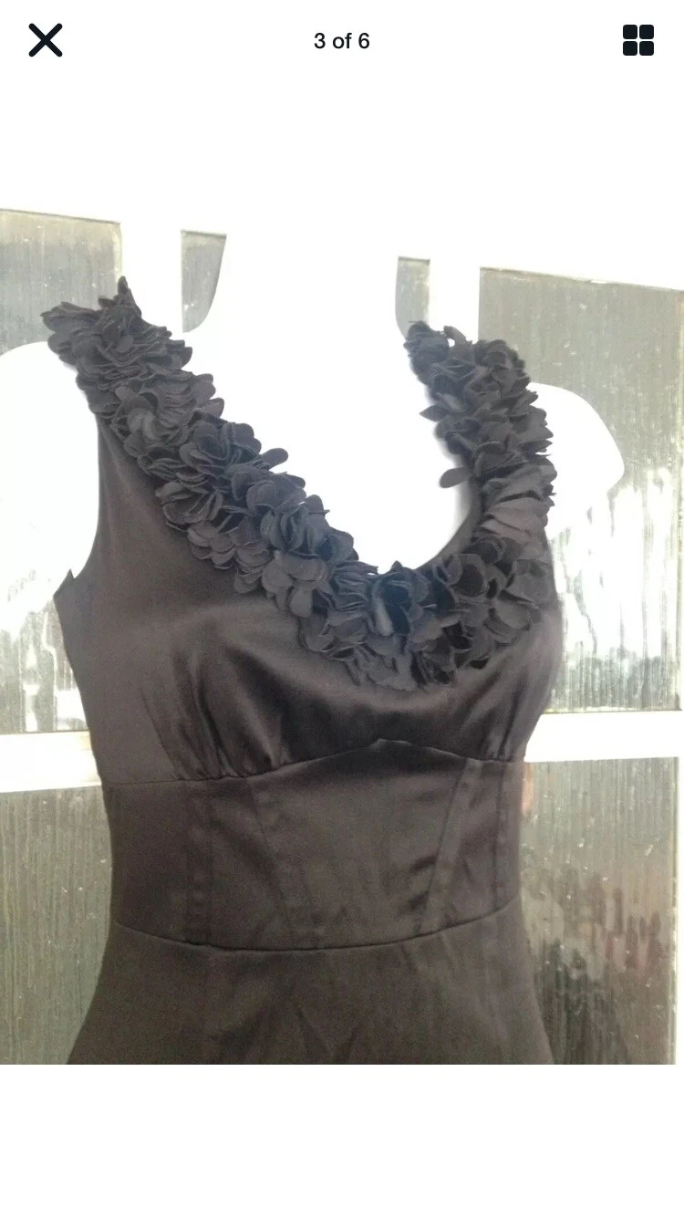 UNDERCOVER Secret Weekend Black Satin Dress Xs Size 6 VGC