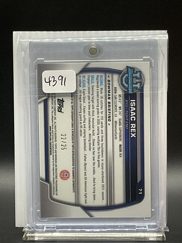 2022 Bowman Chrome Football - Isaac Rex Auto Orange Shimmer /25 - 第 2/2 張圖片