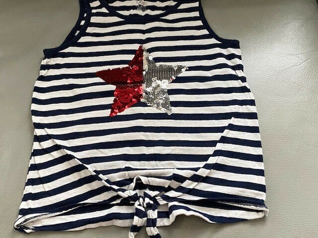 girl star cotton top tank t - shirt sz M 7 - 8 school beach party summer spring
