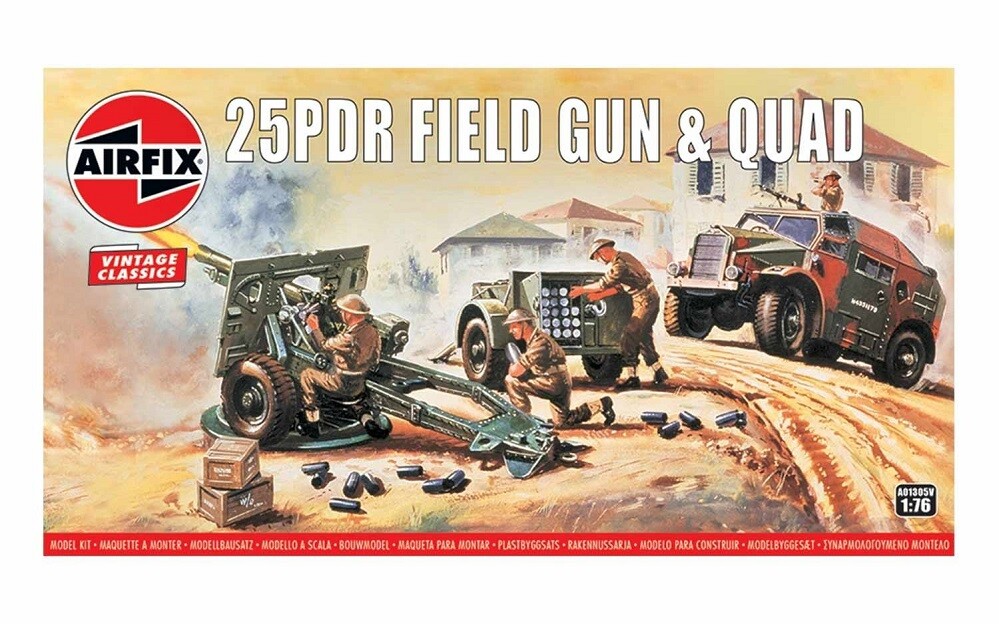 Airfix A01305V - 1/76 25Pdr Field Gun & Quad - Vintage Classics - New