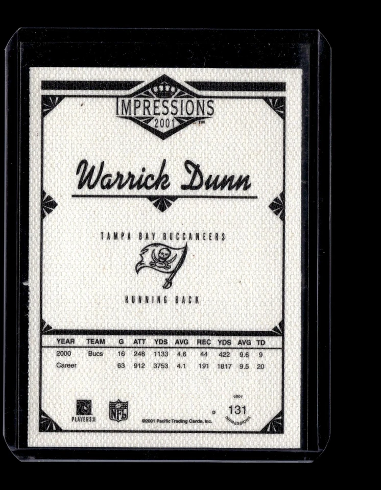 2001 Pacific Canvas Impressions Premiere Date #131 Warrick Dunn #/50 - Image 2 of 2
