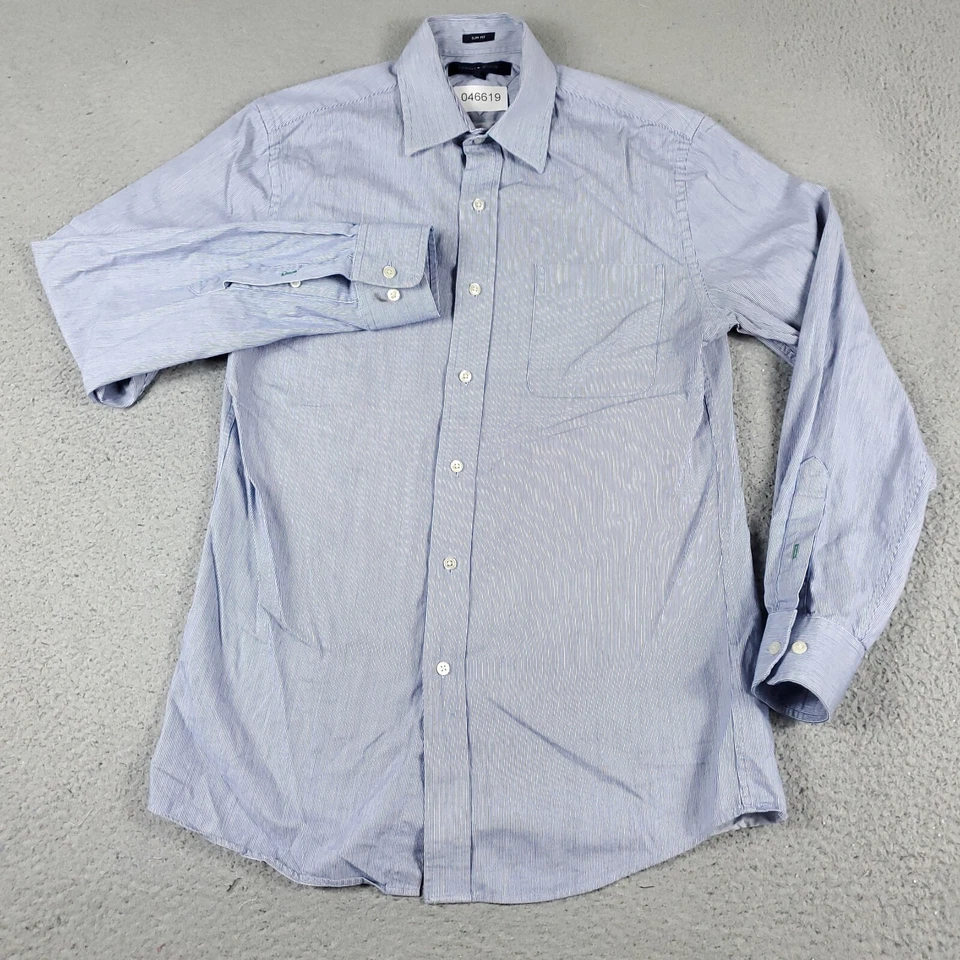 Camisa Tommy Hilfiger Para Hombre 14.5 Azul Vestido Abotonado Manga Larga * Foto 2 de 4