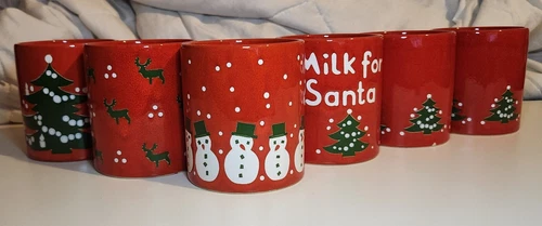 Vintage Waechtersbach West Germany Christmas Mugs Mixed Set Of 6