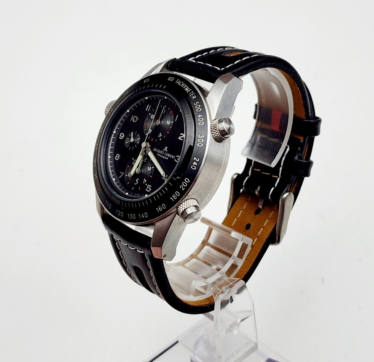 RARE Men's TURNABLE CHRONOGRAPH TRAVELER Watch JACQUES LEMANS 1