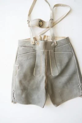 Kurze Lederhose Säckler Handarbeit sämisch Elchleder neuwertig mit Träger Gr.48 - Bild 1 von 4