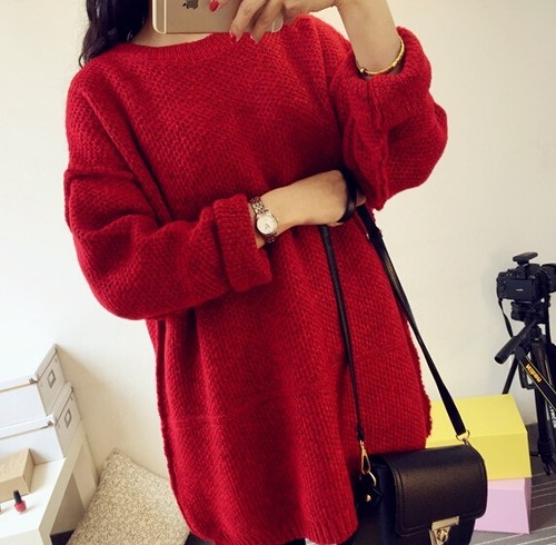 Comodo caldo maglione maglia cardigan donna rosso morbido invernale 4270 |  eBay