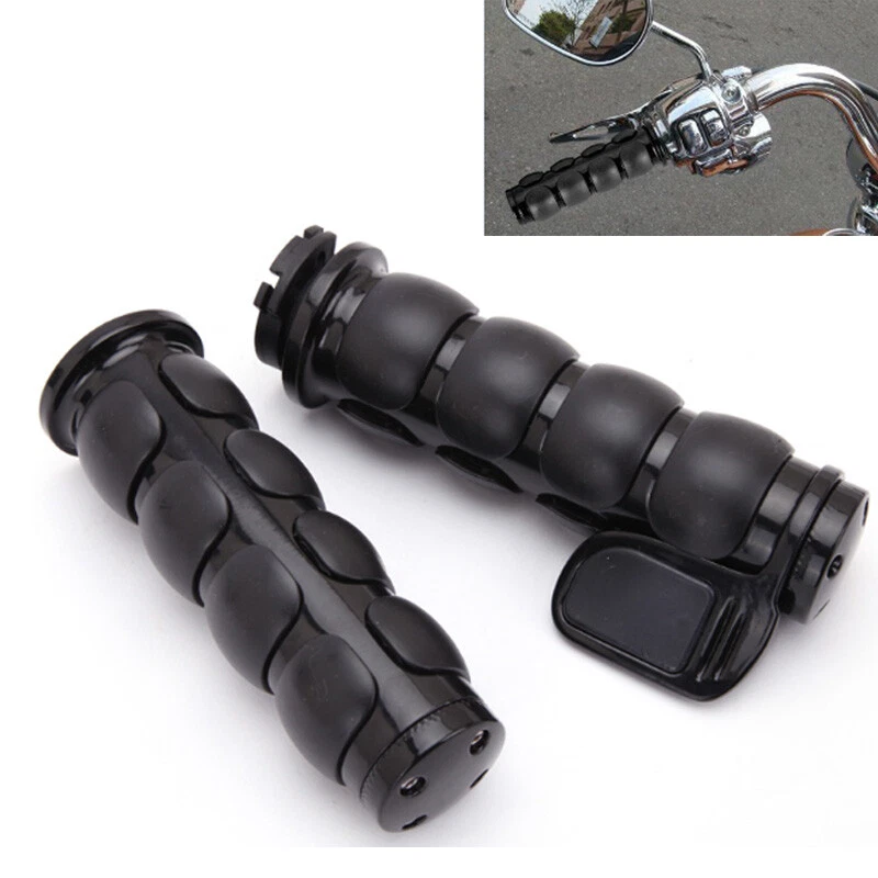 1" Black Motorcycle Handle Bar Hand Grips For Harley Davidson Road King Dyna US - Image 3 of 4
