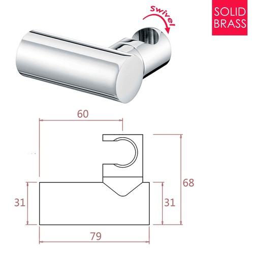 Angle Adjustable Chrome Hand Shower Head Holder Wall Swivel Bracket Brass Round - Picture 2 of 5