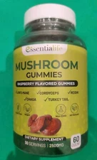 Natural Vegan Mushroom Gummies, Lion's Mane, Raspberry Flavor 60 Count EXP 1/25