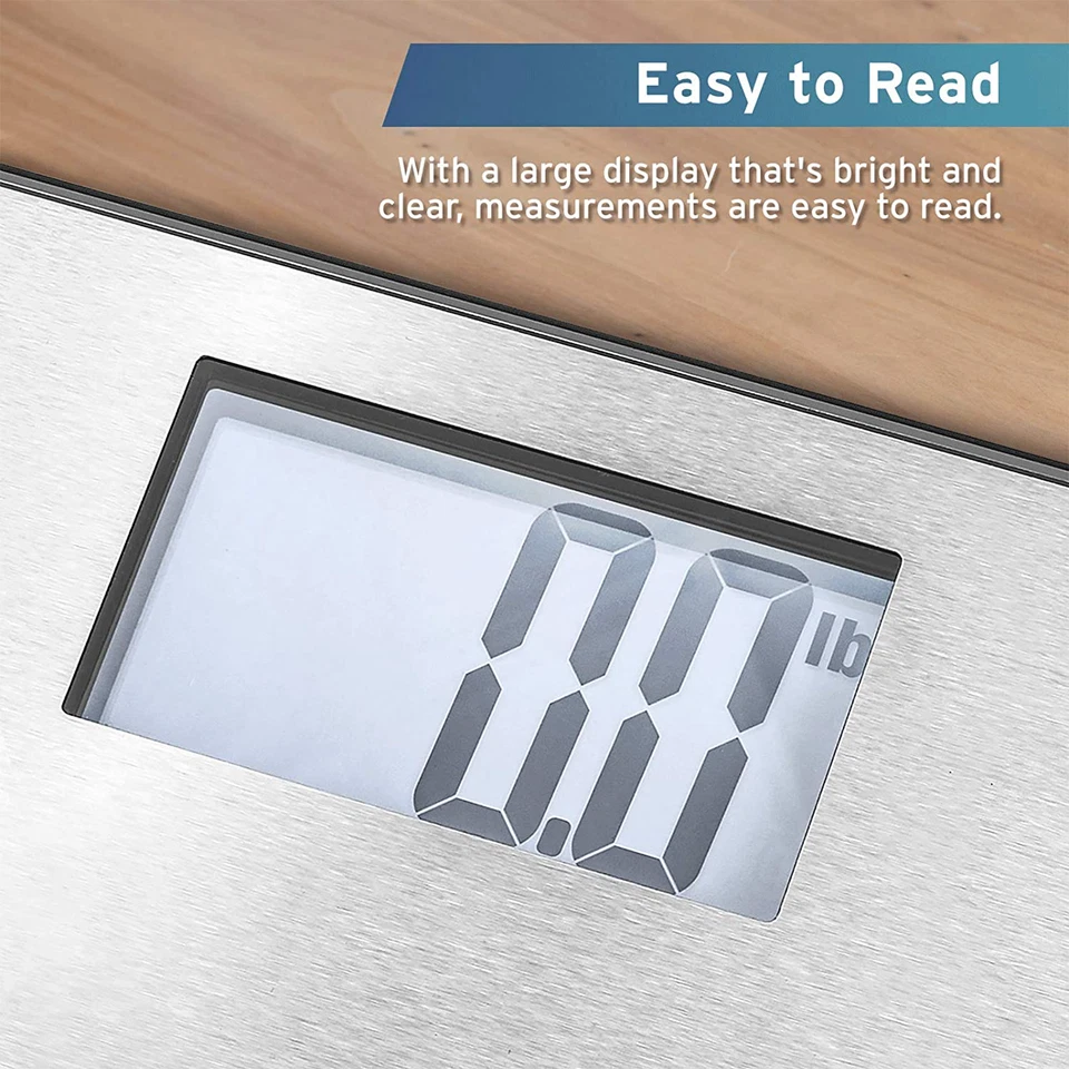 Báscula digital de acero inoxidable para baño con peso corporal pantalla LCD de 400 libras Foto 3 de 4
