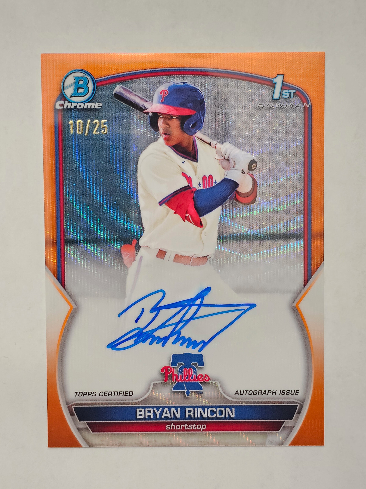2023 Bowman Chrome Bryan Rincon Orange Wave Refractor Auto /25 CPA-BRN