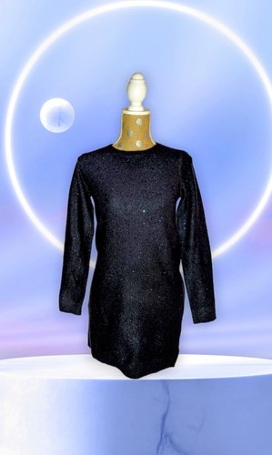 NWT THE CHILDREN'S PLACE Girls Sequin Sweater Dress SPARKLY Navy Blue Size XL 14