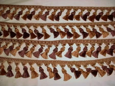 25Y KRAVET LEE JOFA ESPRESSO BROWN TOFFEE TASSEL FRINGE UPHOLSTERY TRIM 