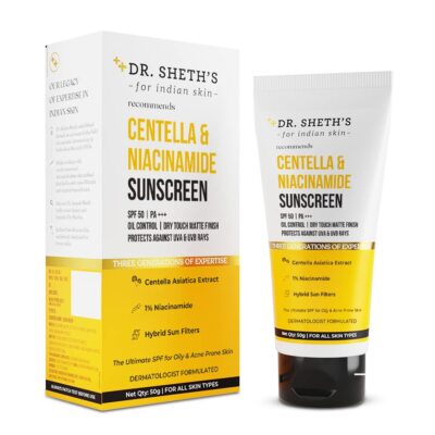 Dr Sheth's Centella & Niacinamide Sunscreen with SPF 50 PA+++ (50gm), For Unisex