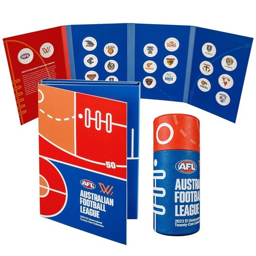 2023 AFL Collectable Coin Tube + Folder + Coloured Coins - Picture 2 of 2