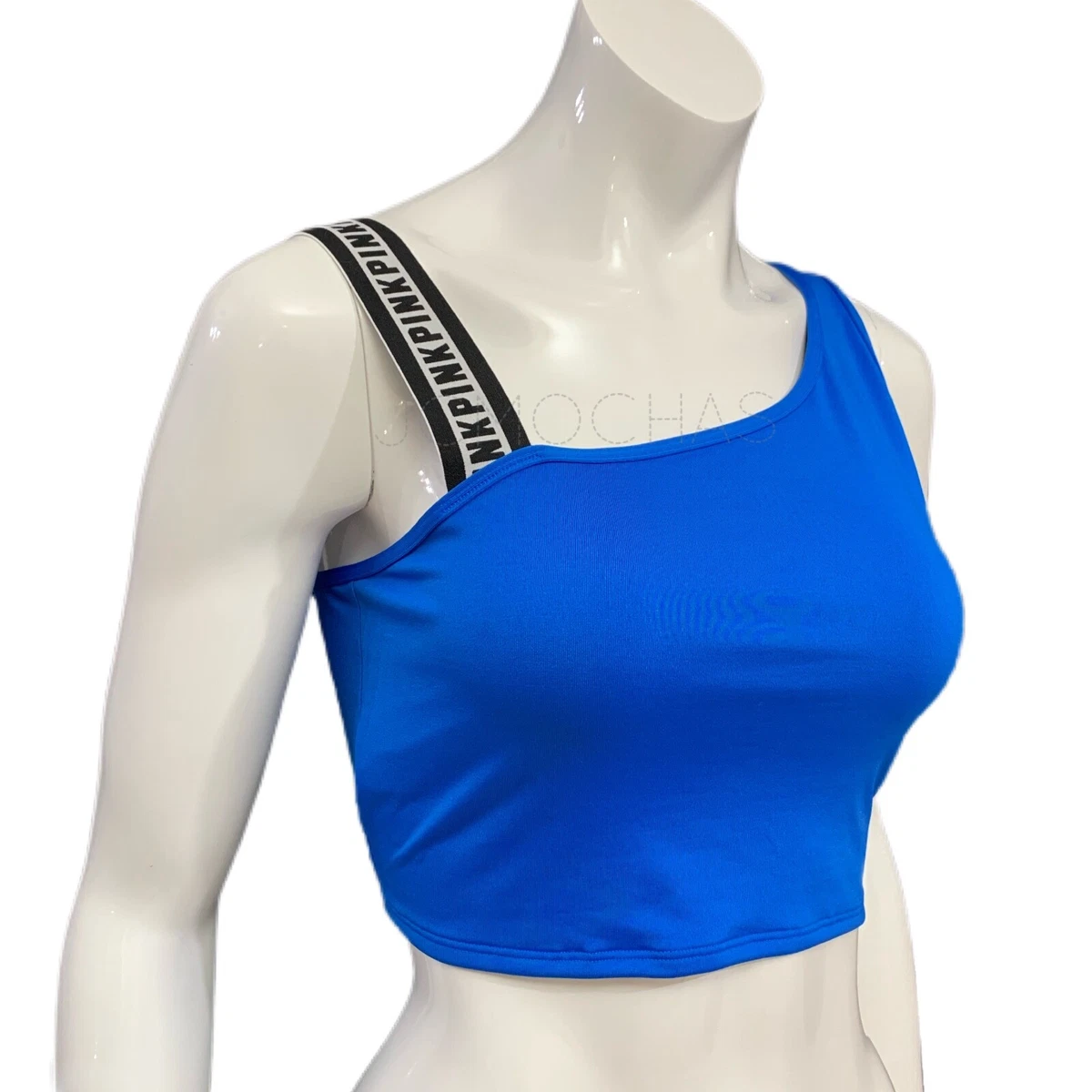 VICTORIAS SECRET Pink Ultimate One Shoulder Logo Strap Crop Top